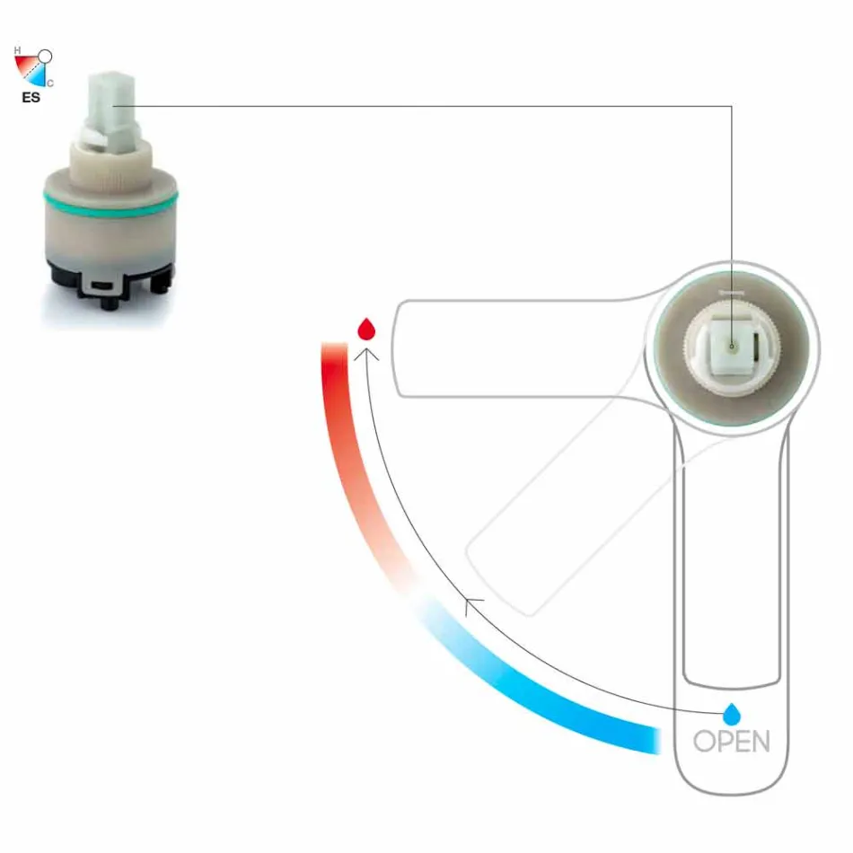 Mässing Utökad handfatblandare utan avlopp Tillverkad i Italien - Sindra Viadurini