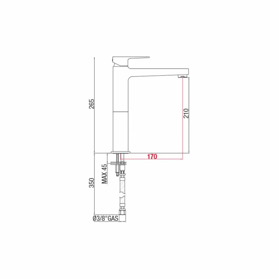 Mässing Utökad handfatblandare utan avlopp Tillverkad i Italien - Sindra Viadurini