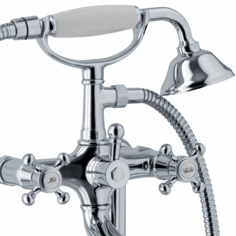 Klassisk golvbadkarblandare i mässing tillverkad i Italien - Lisca Viadurini