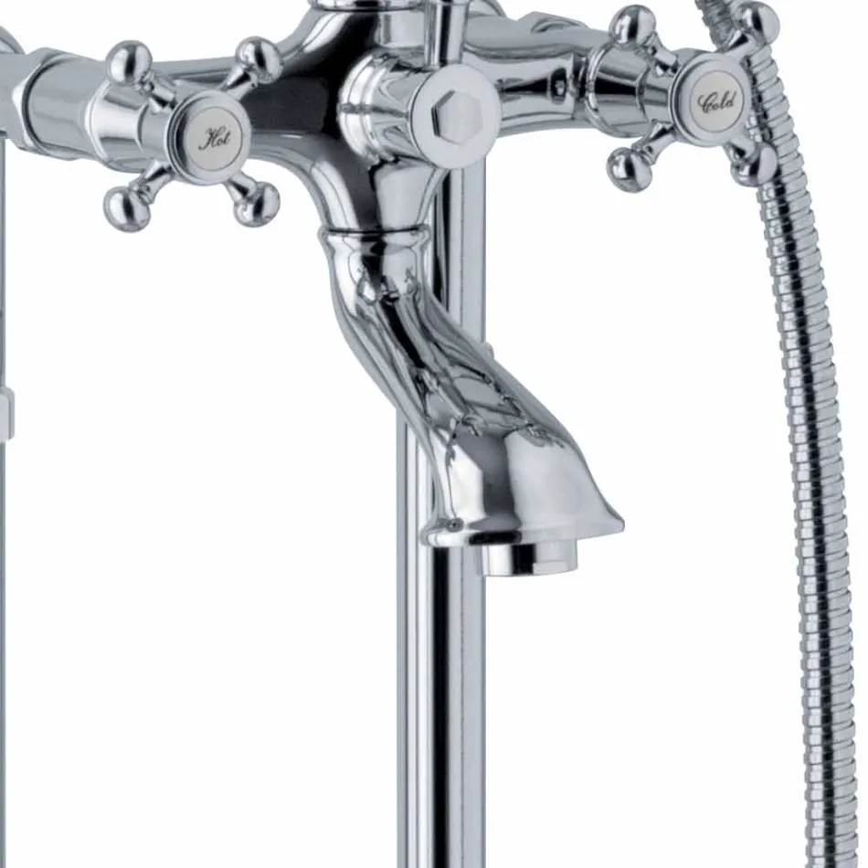 Klassisk golvbadkarblandare i mässing tillverkad i Italien - Lisca Viadurini