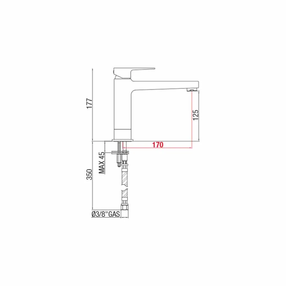 Utökad mixer utan avlopp för tvättställ i mässing Made in Italy - Sindra Viadurini
