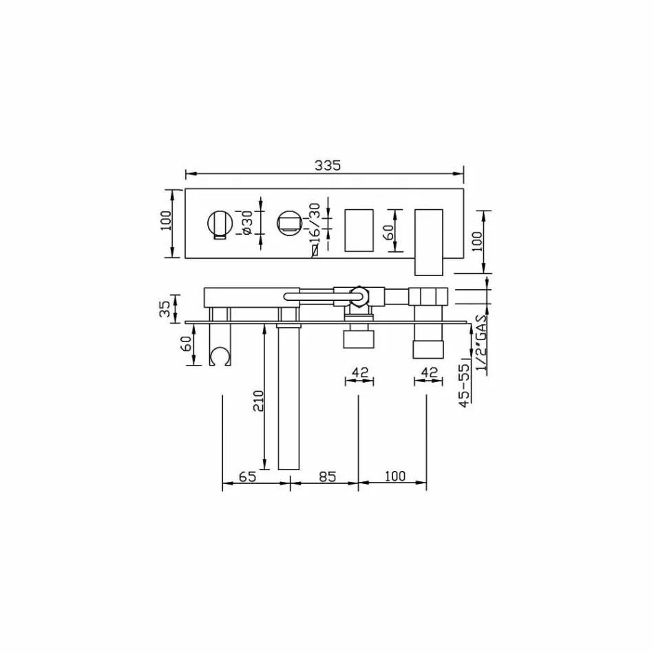 Inbyggd badblandare med avledare tillverkad i Italien - Panela Viadurini