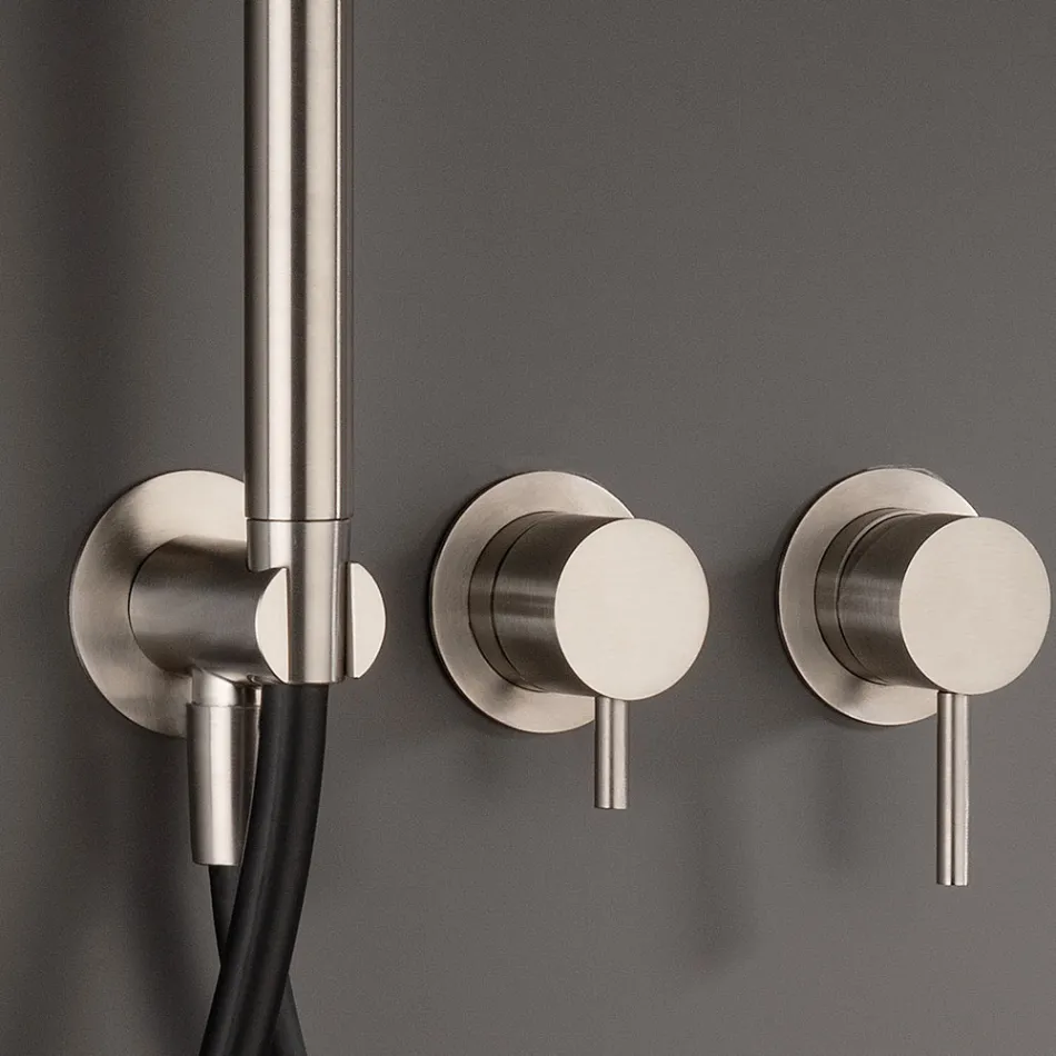 Inbyggd badkarsblandare med 3 uttag i AISI 316L stål - Artigli Viadurini