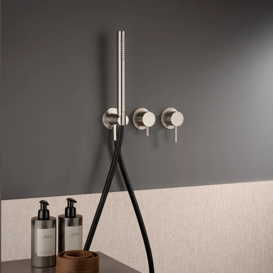 Inbyggd badkarsblandare med 3 uttag i AISI 316L stål - Artigli Viadurini