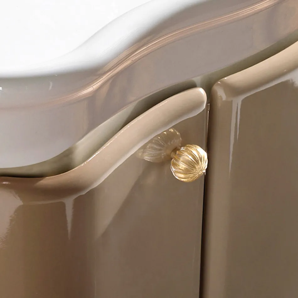 Skåp med två dörrar och blank lackad korg Tillverkad i Italien - Godis Viadurini