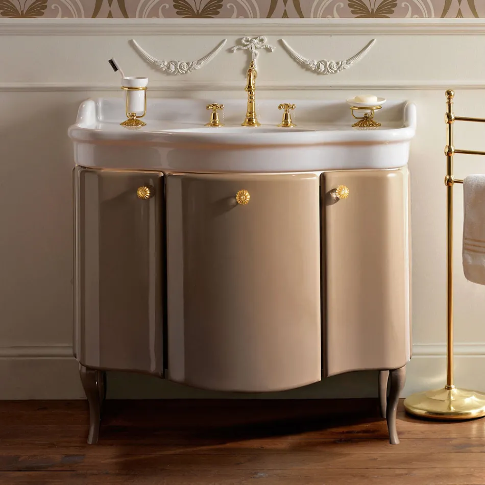 Skåp med två dörrar och blank lackad korg Tillverkad i Italien - Godis Viadurini