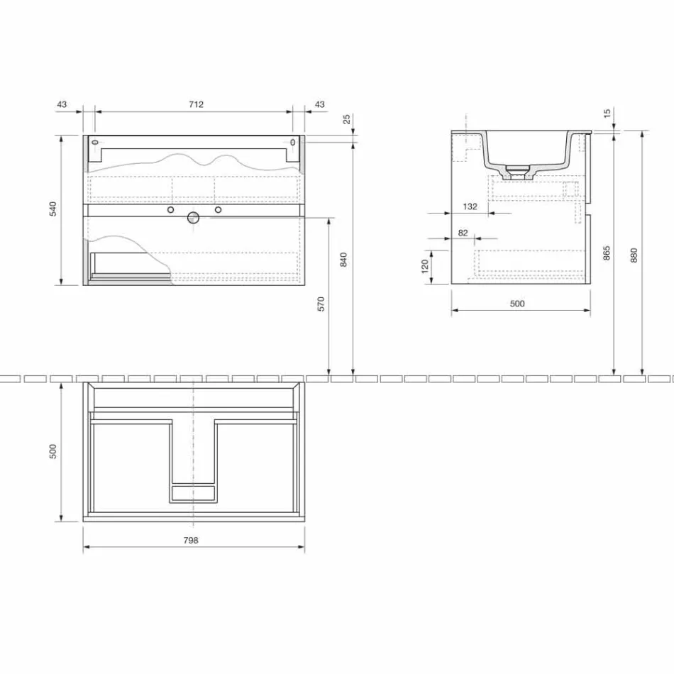 Upphängningsskåp för badrum med integrerat tvättställ i 3 dimensioner - Marione Viadurini