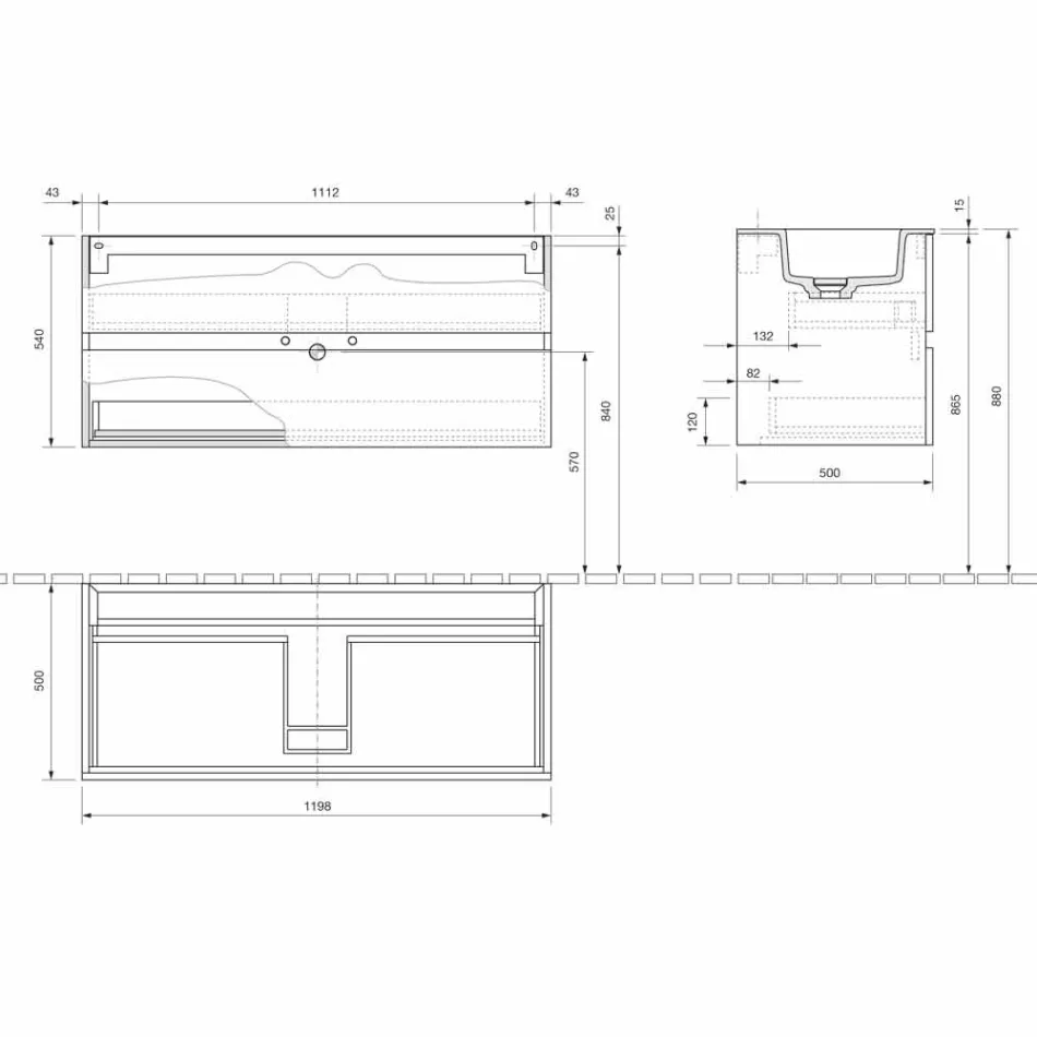 Upphängningsskåp för badrum med integrerat tvättställ i 3 dimensioner - Marione Viadurini