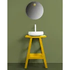 Badrumsmöbler i återvunnen teak med gul halvböjd topp - Raomi Viadurini