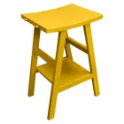 Badrumsmöbler i återvunnen teak med gul halvböjd topp - Raomi Viadurini