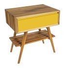 Badrumsmöbler i naturlig teak med gul låda - Gatien Viadurini
