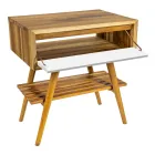 Golv badrumsskåp i återvunnen teak och vit stödskiva - Gatien Viadurini