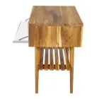 Golv badrumsskåp i återvunnen teak och vit stödskiva - Gatien Viadurini