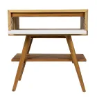 Golv badrumsskåp i återvunnen teak och vit stödskiva - Gatien Viadurini