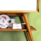 Golv badrumsskåp i återvunnen teak och vit stödskiva - Gatien Viadurini