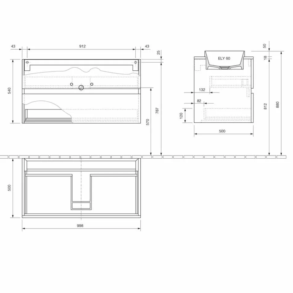 Badrumsskåp med inbyggt handfat, modern upphängd design - Casimira Viadurini