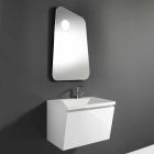 Badrumsskåp med handfat och spegel, modern design i vitt trä och harts - Fausta Viadurini