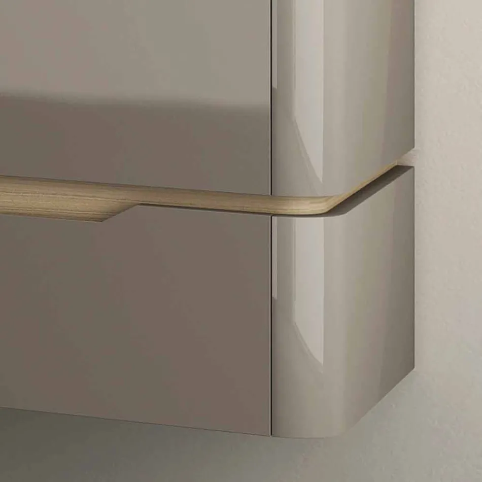 Badrumsskåp med integrerad design träfack Arya, tillverkad i Italien Viadurini