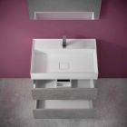 Badrumsskåp i modern design i laminat med tvättställ med harts - Pompei Viadurini