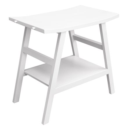 Badrumsskåp i regenererad teakdesign med vit topp och stöd - Crina Viadurini