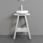 Design badrumsskåp i naturlig teak med matt vit topp och stöd - Raomi Viadurini