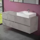 Modernt badrumsskåp med höger eller vänster tvättställ för bänkskiva 4 ytor - Alchimeo Viadurini