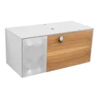 100 cm vägghängt badrumsskåp i 8 mm härdat glas och europeisk ek - Excelsior Viadurini