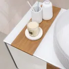 100 cm vägghängt badrumsskåp i 8 mm härdat glas och europeisk ek - Excelsior Viadurini