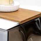 100 cm vägghängt badrumsskåp i 8 mm härdat glas och europeisk ek - Excelsior Viadurini