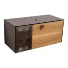 100 cm vägghängt badrumsskåp i 8 mm härdat glas och europeisk ek - Excelsior Viadurini