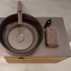 100 cm vägghängt badrumsskåp i 8 mm härdat glas och europeisk ek - Excelsior Viadurini