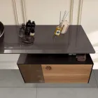 80 cm vägghängt badrumsskåp i 8 mm härdat glas och europeisk ek - Excelsior Viadurini