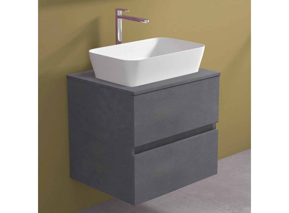 Upphängt badrumsskåp med rektangulär tvättställ, modern design - Dumbo Viadurini