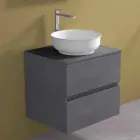 Upphängt badrumsskåp med rund tvättställ, modern design - Dumbo Viadurini