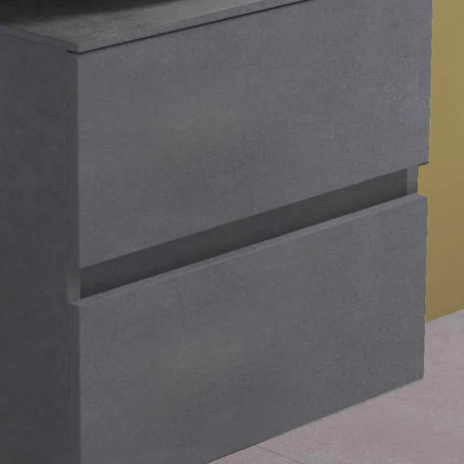 Upphängt badrumsskåp med rund tvättställ, modern design - Dumbo Viadurini