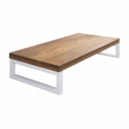 Upphängt badrumsskåp i teak med handdukshållare i Hi Macs® White - Saverno Viadurini