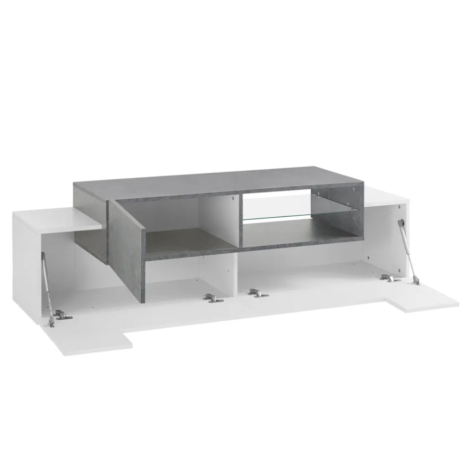 Lågt tv-bänk i trä Vardagsrum 3 dörrar och öppet fack - Therese Viadurini