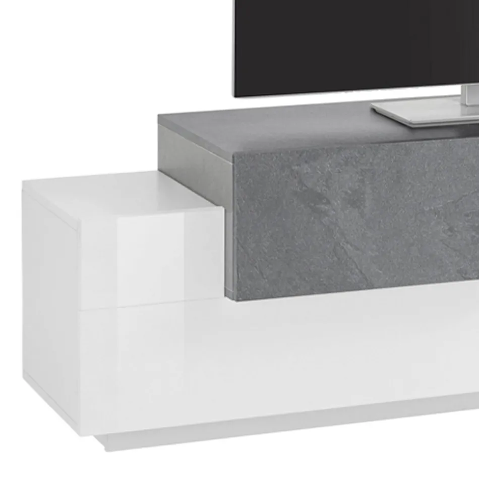 Lågt tv-bänk i trä Vardagsrum 3 dörrar och öppet fack - Therese Viadurini