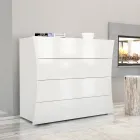 Mobil Vit låda 4 lådor Design i hållbart trä - Sabine Viadurini