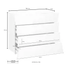 Mobil Vit låda 4 lådor Design i hållbart trä - Sabine Viadurini