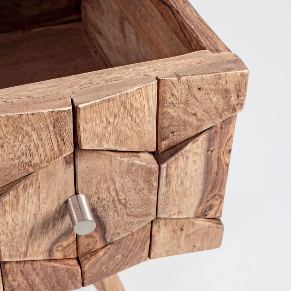 Sheesham Design träbyrå 3 lådor Homemotion - Fregene Viadurini