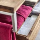 Upphängd badrumskonsol med struktur i naturligt teak - Rodolfo Viadurini