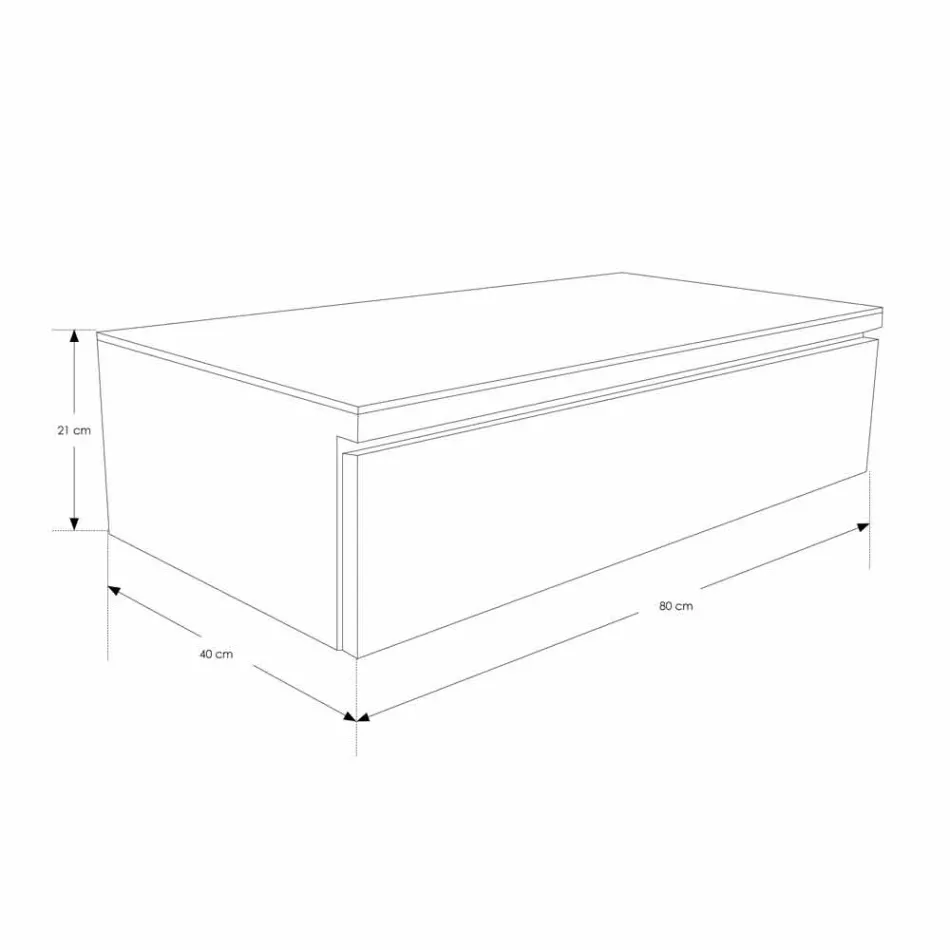 Upphängd badrumskonsol med struktur i naturligt teak - Rodolfo Viadurini