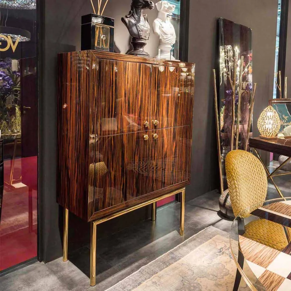 Modern mobil behållare med 4 dörrar i polerad ebony wood Ada Viadurini