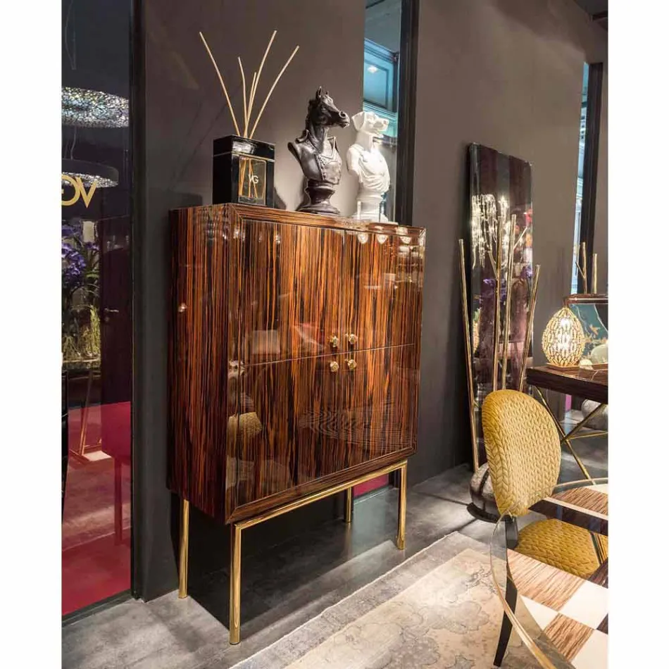 Modern mobil behållare med 4 dörrar i polerad ebony wood Ada Viadurini