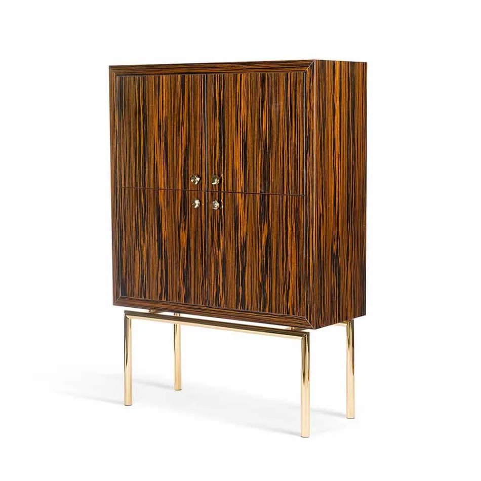 Modern mobil behållare med 4 dörrar i polerad ebony wood Ada Viadurini