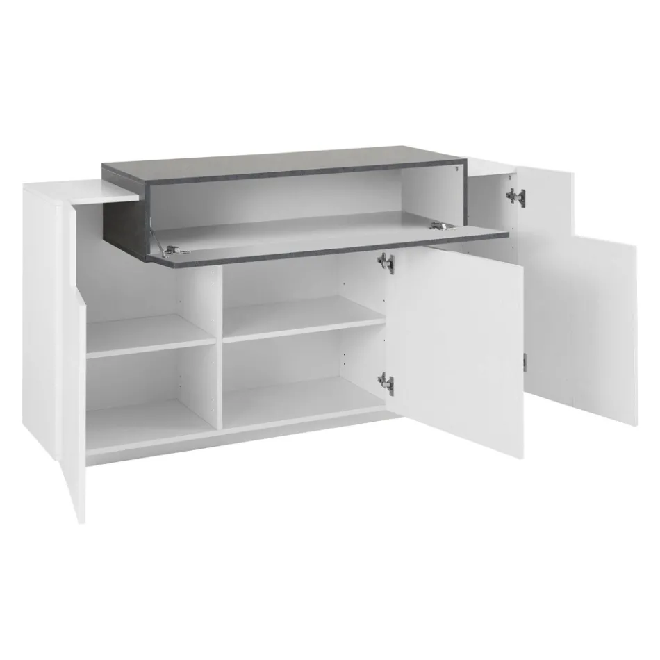 Mobil skänk 4 dörrar Vit och antracit trä, cement eller lönn - Therese Viadurini