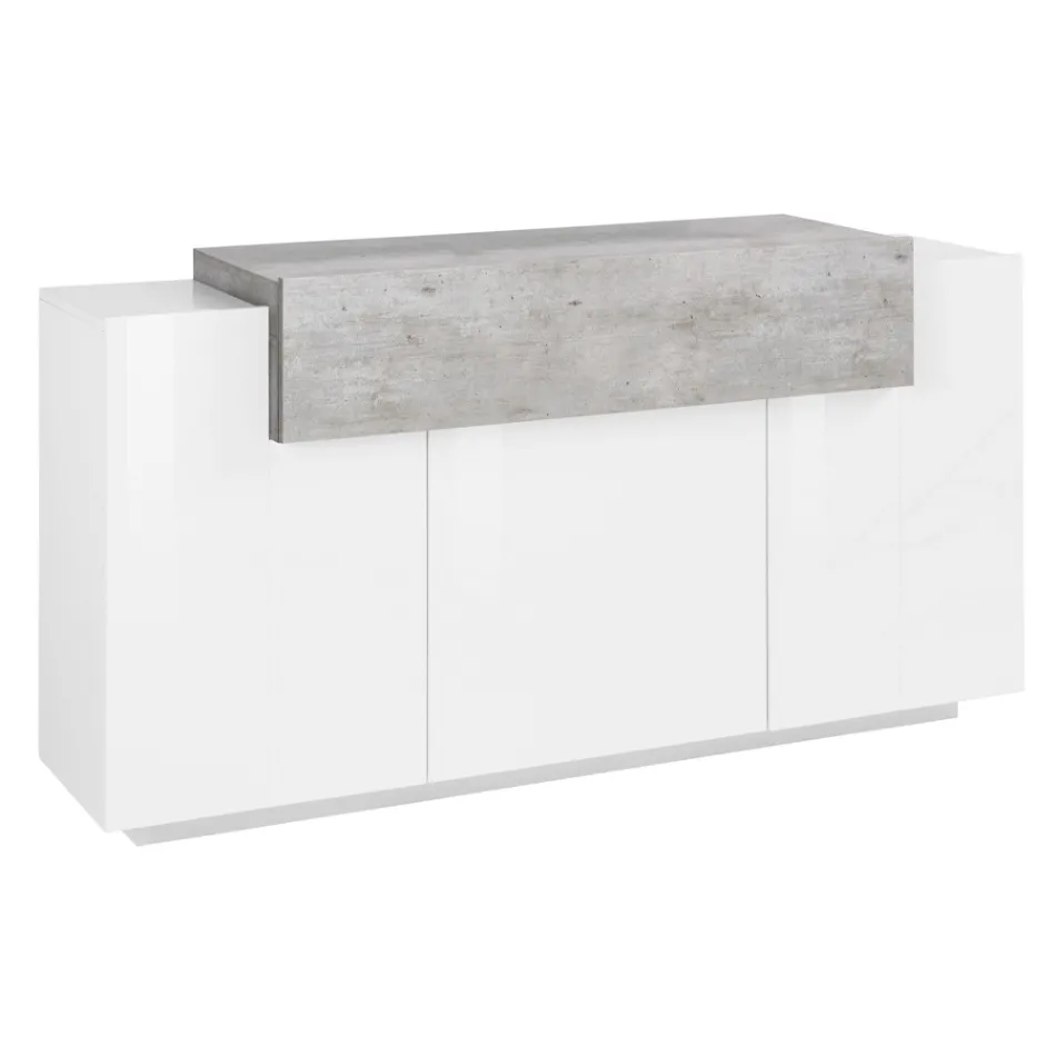 Mobil skänk 4 dörrar Vit och antracit trä, cement eller lönn - Therese Viadurini