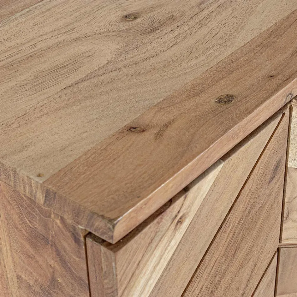 Mobil skänk i akaciaträ 3 dörrar Etnisk design Homemotion - Carla Viadurini