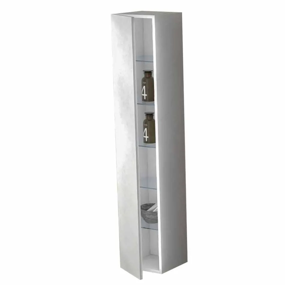 Kolumn Badrumsmöbler 6 hyllor med dörr i 4 ytor - Antanta Viadurini